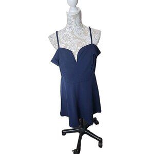 City Studio Womens Navy Blue cold shoulder cocktail Mini dress, size 14W 14